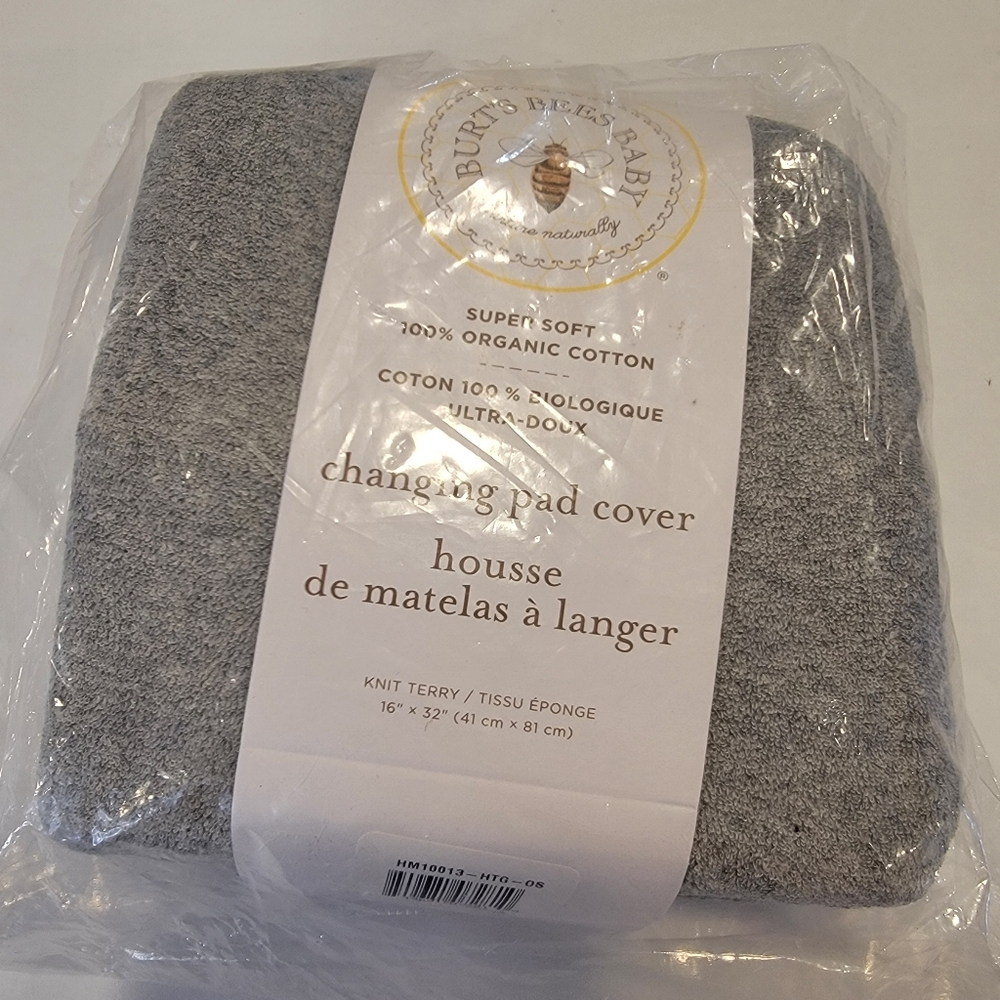 Burt's Bee Changing PAD Cover Knit Terry Grey NWT!